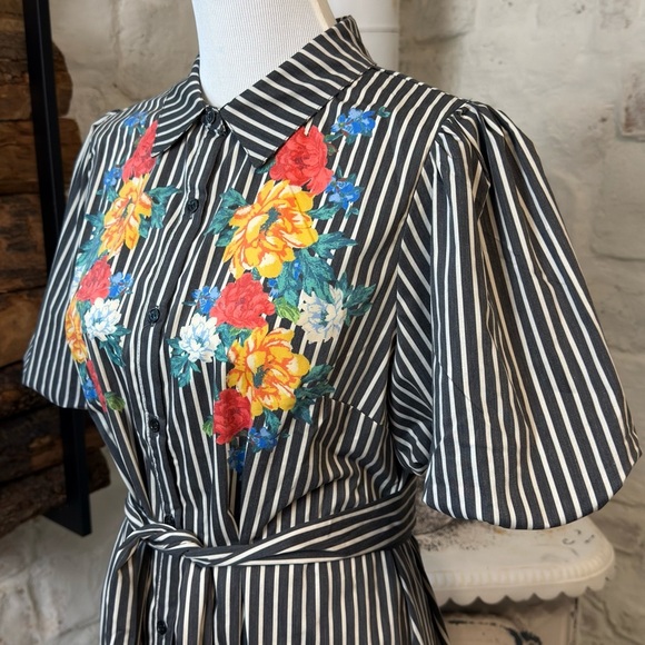 Flying Tomato Striped Shirt with Floral Design - Picture 4 of 7